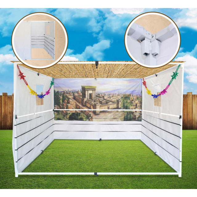 Sukkot Hadar 10x16 ft Telescopic Sukkah: 10x10 ft. up to 10x16 ft.– Portable, Adjustable + Carry Bag
